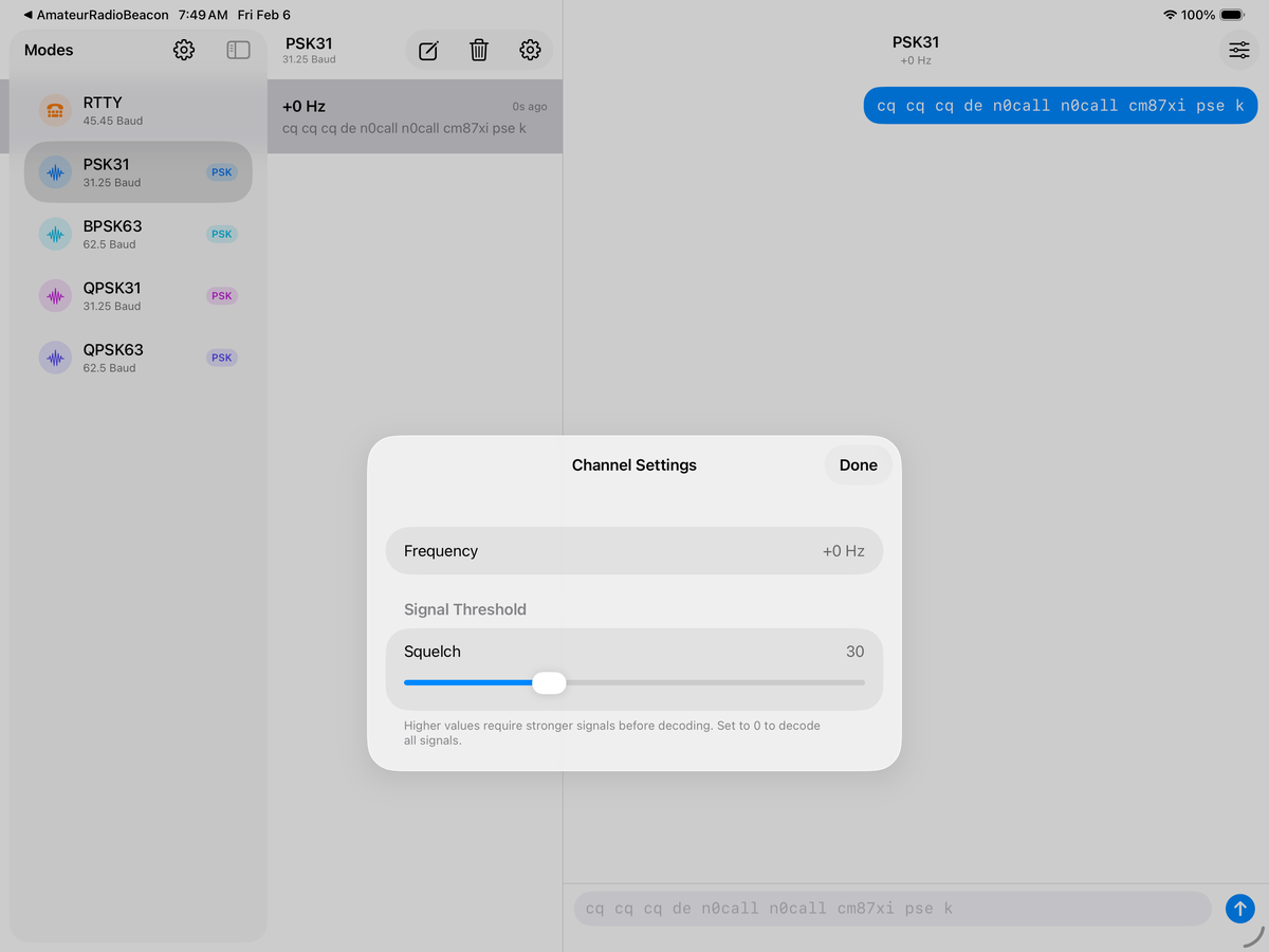 Settings on iPad