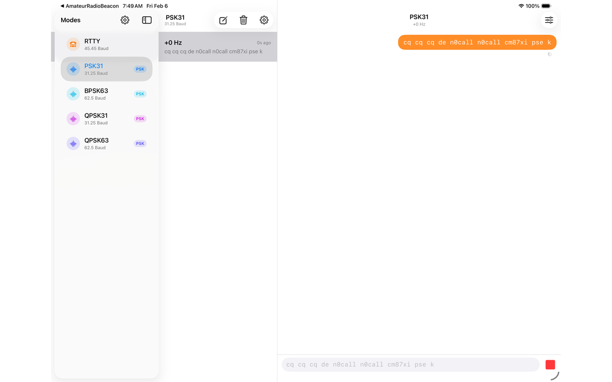 PSK31 transmitting on Mac